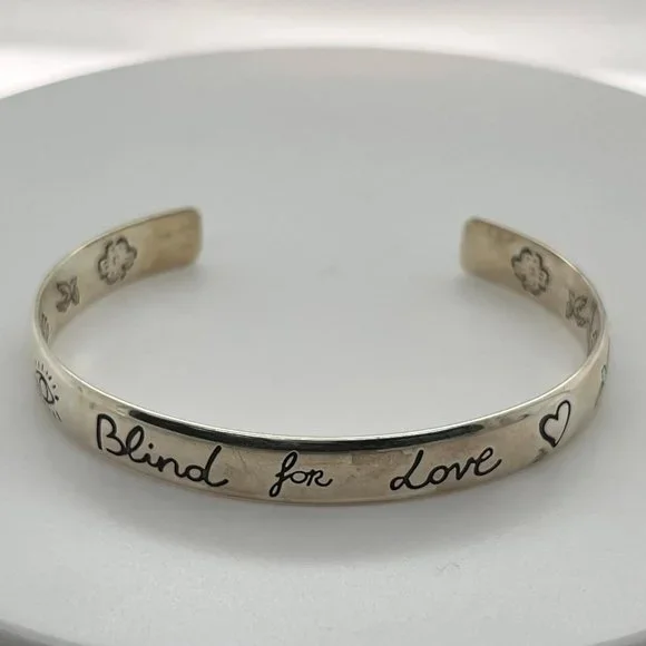 Gucci Blind For Love Cuff Bracelet 925 Sterling Silver Size 18